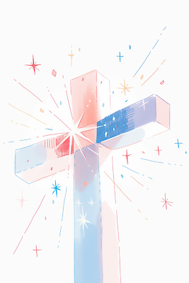 JPG 기독교 종교 예술 상징 컬러 백그라운드 십자가 일러스트 빛 기도 표현 점 화려 의식 축복 그림 장면 찬양 영광 국내일러스트 AI일러스트 AI콘텐츠 감정 컨셉 파일형식