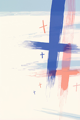 JPG 모양 디자인 종교 선 컬러 백그라운드 십자가 패턴 일러스트 수채화 미술 그래픽 빨간색 파란색 공간 혼합 그림 작품 교차 국내일러스트 AI일러스트 AI콘텐츠 무늬 문화예술 파일형식