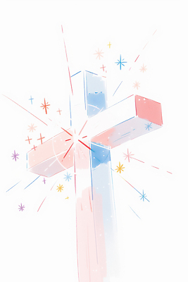 JPG 별 기독교 종교 상징 십자가 일러스트 빛 축제 희망 기쁨 기도 예수 축복 예배 천국 뷰티풀 국내일러스트 AI일러스트 AI콘텐츠 자연요소 감정 컨셉 신_종교 파일형식