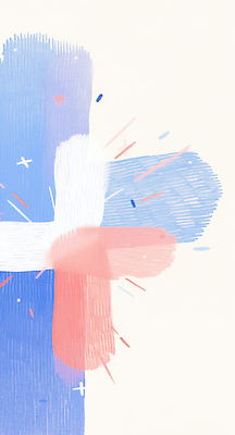 JPG 모양 디자인 종교 예술 선 컬러 백그라운드 십자가 패턴 일러스트 추상 그래픽 빨간색 파란색 표현 면류 혼합 그림 번짐 조화 대칭 국내일러스트 AI일러스트 AI콘텐츠 음식 무늬 파일형식 효과