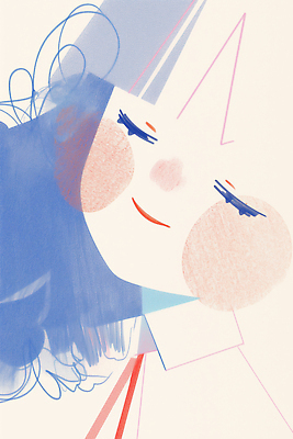 JPG 모양 캐릭터 디자인 여자 감정 얼굴 예술 선 분홍색 컬러 일러스트 표정 파란색 그림 창작 특징 스타일 국내일러스트 AI일러스트 AI콘텐츠 사람 신체부위 파일형식