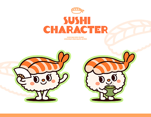 캐릭터 손 디자인 문화 여유 음료 음식 포즈 일러스트 디저트 친구 귀여움 일본 식사 초밥 즐거움 그림 새우초밥 일러캐릭터 AI파일 감정 아시아 컨셉 관계 새우 신체부위 일본음식 파일형식 벡터
