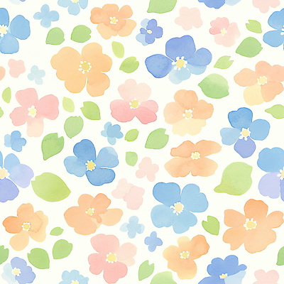 JPG 식물 디자인 꽃 예술 컬러 백그라운드 잎 무늬 패턴 일러스트 자연 수채화 밝음 그래픽 장식 봄 그림 국내일러스트 AI일러스트 AI콘텐츠 계절 생태계 파일형식