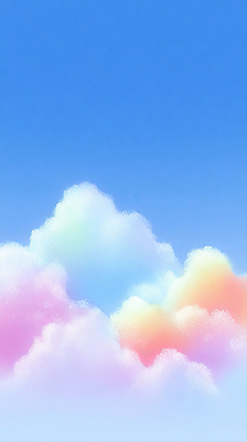 JPG 구름 분홍색 컬러 일러스트 모션 자연 하늘 날씨 풍경 여름 파란색 햇빛 노란색 맑음 고요 흰색 변화 높이 파스텔톤 국내일러스트 AI일러스트 AI콘텐츠 자연요소 계절 컨셉 태양 생태계 파일형식