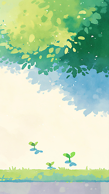 JPG 나무 식물 줄기 컬러 백그라운드 잎 일러스트 자연 하늘 생명 풍경 잔디 햇빛 새싹 봄 성장 땅 배열 그림 국내일러스트 AI일러스트 AI콘텐츠 계절 태양 생태계 파일형식