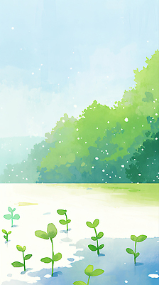 JPG 나무 식물 계절 백그라운드 겨울 일러스트 자연 하늘 생명 날씨 풍경 초록색 새싹 환경 성장 숲 평지 발아 심기 수분_꽃가루 국내일러스트 AI일러스트 AI콘텐츠 컬러 모션 땅 생태계 파일형식
