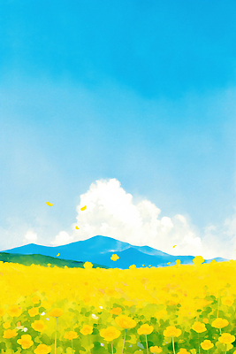 JPG 꽃 꽃밭 일러스트 자연 하늘 바람 산 풍경 초원 여름 노란색 맑음 촬영 봄 원근감 들꽃 저녁 들녘 뷰티풀 평야 국내일러스트 AI일러스트 AI콘텐츠 자연요소 식물 계절 뷰포인트 컬러 날씨 야간 생태계 파일형식