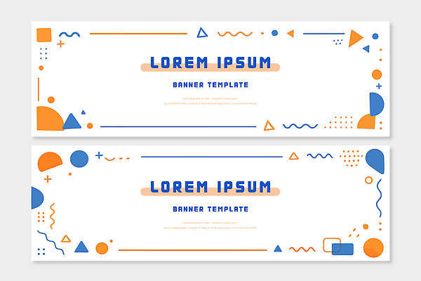 도형 템플릿 디자인 배너 응시 배너템플릿 가로배너 컬러 패턴 텍스트 그래픽 파란색 주황색 작업 중앙 심볼 모던 심플 스타일 배너세트 AI파일 시선 무늬 가로 세트 파일형식 벡터