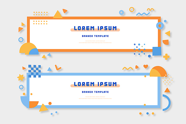 도형 템플릿 디자인 배너 배너템플릿 가로배너 컬러 그래픽 파란색 주황색 레이아웃 만들기 예시 배너세트 강조 AI파일 모션 가로 세트 파일형식 벡터