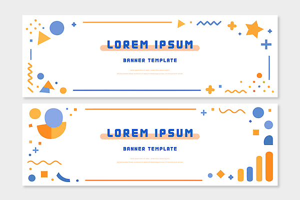 도형 템플릿 디자인 배너 배너템플릿 가로배너 컬러 백그라운드 그래픽 파란색 주황색 기하학 구성 스타일 배너세트 AI파일 무늬 가로 세트 파일형식 벡터