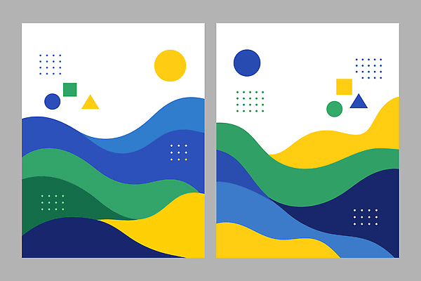 모양 도형 템플릿 표지디자인 디자인 표지 포스터 물결 선 컬러 백그라운드 패턴 북커버 비즈니스 추상 초록색 파란색 태양 노란색 그림 기하학 이미지템플릿 AI파일 자연요소 무늬 파일형식 벡터