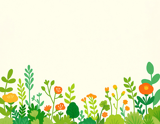 JPG 식물 꽃 화초 컬러 백그라운드 잎 일러스트 자연 생명 프레임 초원 초록색 여름 정원 봄 공간 성장 카피스페이스 국내일러스트 AI일러스트 AI콘텐츠 계절 공백 생태계 파일형식