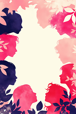 JPG 모양 디자인 여자 실루엣 얼굴 예술 상징 분홍색 컬러 잎 일러스트 상상 자연 창조 사람 표현 관찰 그림 조화 뷰티풀 세계여성의날 국내일러스트 AI일러스트 AI콘텐츠 식물 기념일 모션 촬영기법 신체부위 생태계 파일형식