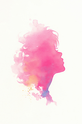 JPG 모양 디자인 여자 실루엣 예술 분홍색 컬러 일러스트 수채화 미술 옆모습 표현 그림 작품 밝은색 상상력 세계여성의날 창의성 국내일러스트 AI일러스트 AI콘텐츠 기념일 뷰포인트 문화예술 촬영기법 사람 파일형식