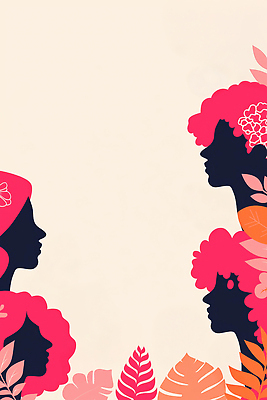 JPG 디자인 여자 꽃 실루엣 분홍색 컬러 백그라운드 잎 일러스트 자연 사람 표현 관찰 그림 이미지 개성 조화 채색 뷰티풀 색감 세계여성의날 국내일러스트 AI일러스트 AI콘텐츠 식물 기념일 모션 촬영기법 미술 생태계 파일형식