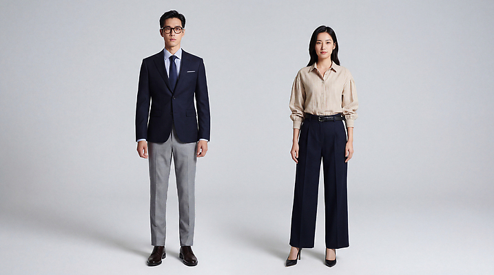 JPG 편집이미지 옷 여자 패션 남자 비즈니스 정장 이벤트 캐주얼 비즈니스맨 비즈니스우먼 의료성형뷰티 스타일 편집실사 AI인물포토 AI콘텐츠 사람 직장인 CG 파일형식 AI포토