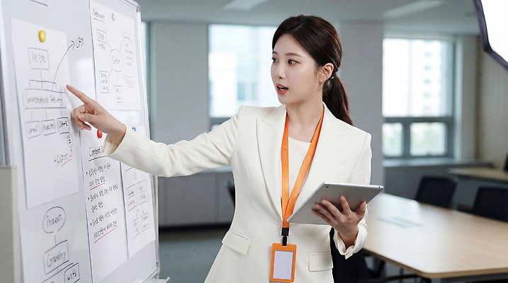 JPG 편집이미지 손 여자 회의 직장 설명 사무실 작업 사무 발표 토론 집중 직원 화이트보드 내용 의료성형뷰티 편집실사 AI인물포토 AI콘텐츠 컨셉 회사 비즈니스 모션 사람 신체부위 업무 CG 파일형식 AI포토