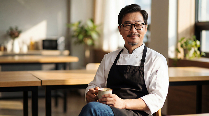 JPG 식물 편집이미지 직업 남자 커피 음료 탁자 요리 미소 주방 요리사 카페 작업 커피잔 블랙홀 의료성형뷰티 편집실사 AI인물포토 AI콘텐츠 가구 잔 표정 사람 우주 상점 CG 파일형식 AI포토