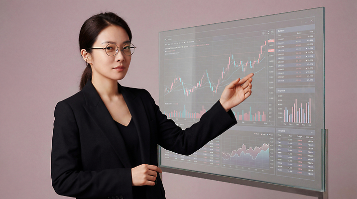 JPG 편집이미지 여자 비즈니스 모션 그래프 기술 정장 금융 스크린 자료 정보 비즈니스우먼 주식 분석 투자 경영 서류판 주식시장 의료성형뷰티 편집실사 AI인물포토 AI콘텐츠 옷 컨셉 사람 경제 사무용품 직장인 CG 파일형식 AI포토