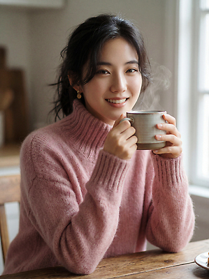 JPG 편집이미지 여자 행복 감정 커피 실내 따뜻함 대화 미소 카메라 마시기 김 편안함 스웨터 의료성형뷰티 차분 편집실사 AI인물포토 AI콘텐츠 음료 컨셉 상의 모션 표정 말하기 사람 내부 전자제품 감각 해조류 CG 파일형식 AI포토