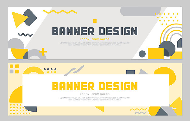 모양 도형 템플릿 디자인 배너 배너템플릿 가로배너 컬러 추상 그래픽 세트 노란색 회색 발표 알림 모던 기하학 직사각형 구성 창의성 AI파일 무늬 가로 파일형식 벡터