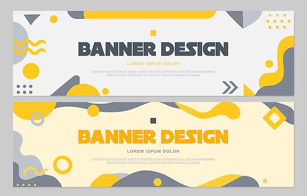 모양 도형 템플릿 문자 디자인 배너 배너템플릿 가로배너 컬러 추상 그래픽 세트 노란색 회색 알림 기하학 조화 마케팅 창작 AI파일 무늬 가로 파일형식 벡터