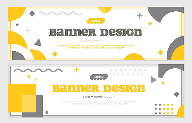 모양 도형 템플릿 디자인 배너 배너템플릿 가로배너 컬러 추상 그래픽 세트 노란색 회색 표현 작업 그림 기하학 예시 조합 카운트 스타일 AI파일 무늬 가로 파일형식 벡터