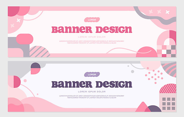 템플릿 디자인 배너 배너템플릿 가로배너 분홍색 컬러 패턴 텍스트 추상 그래픽 세트 여러개 회색 모던 구성 예시 콘텐츠 스타일 AI파일 다수 무늬 가로 파일형식 벡터
