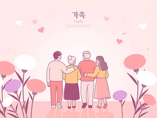 응시 꽃 감정 백그라운드 일러스트 가족 관계 모션 함께함 사랑 여러명 만남 하트 그림 순간 국내일러스트 AI파일 모양 식물 시선 다수 컨셉 사람 파일형식 벡터