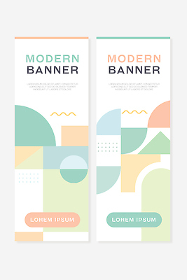 도형 템플릿 디자인 배너 배너템플릿 세로배너 컬러 패턴 그래픽 세트 전시 모던 기하학 구성 밝은색 예시 스타일 AI파일 무늬 세로 파일형식 벡터