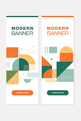 템플릿 디자인 배너 배너템플릿 세로배너 컬러 패턴 텍스트 형상 그래픽 초록색 세트 홈페이지 주황색 표현 알림 모던 기하학 나란히 마케팅 AI파일 무늬 세로 파일형식 벡터