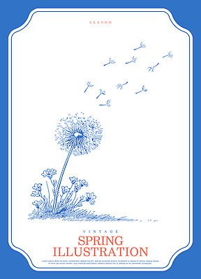 식물 계절 꽃 백그라운드 일러스트 자연 바람 풍경 초원 공중 봄 성장 원형 민들레 뿌리 국내일러스트 AI파일 자연요소 도형 날씨 생태계 파일형식 벡터