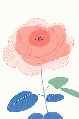 JPG 모양 식물 디자인 꽃 선 분홍색 컬러 잎 일러스트 자연 페인팅 생명 장식 초록색 장미 디지털 그림 조화 단순화된 뷰티풀 국내일러스트 AI일러스트 AI콘텐츠 생태계 파일형식