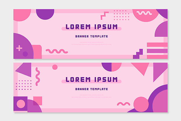 템플릿 배너 컬러 가로 파일형식 벡터 디자인 도형 분홍색 초록색 그래픽 백그라운드 표현 이벤트 알림 모양 배열 배너템플릿 AI파일 가로배너 보라색 세트