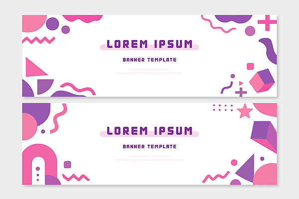 템플릿 배너 컬러 가로 파일형식 벡터 디자인 모양 도형 그래픽 구성 배열 공간 백그라운드 모던 배너템플릿 AI파일 가로배너 분홍색 보라색 세트