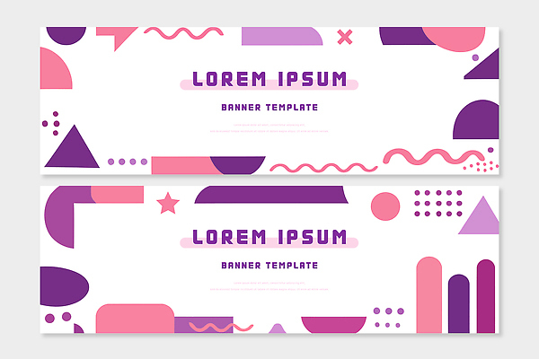 템플릿 배너 컬러 무늬 가로 파일형식 벡터 디자인 도형 패턴 백그라운드 알림 홈페이지 그래픽 모던 마케팅 배너템플릿 AI파일 가로배너 분홍색 보라색 세트