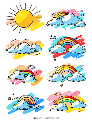 디자인 예술 컬러 백그라운드 무지개 패턴 일러스트 자연 하늘 날씨 밝음 그래픽 장식 여름 햇빛 그림 창작 국내일러스트 AI파일 자연요소 계절 무늬 태양 생태계 파일형식 벡터