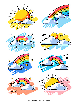 디자인 감정 예술 컬러 백그라운드 무지개 일러스트 자연 하늘 날씨 밝음 태양 플랫폼 그림 이미지 조화 국내일러스트 AI파일 자연요소 교통시설 생태계 파일형식 벡터