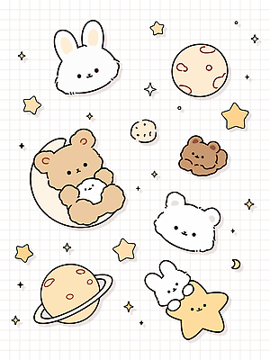 동물 캐릭터 디자인 별 예술 인형 컬러 백그라운드 일러스트 곰 놀이 우주 귀여움 행성 토끼 즐거움 우주여행 아기곰 아기토끼 국내일러스트 AI파일 자연요소 감정 새끼 여행 컨셉 포유류 반려동물 파일형식 벡터