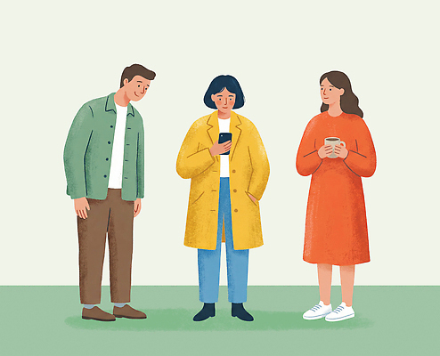 PSD 손 여자 남자 일러스트 모션 함께함 표정 대화 웃음 사람 생활 캐주얼 친구 스마트폰 외투 공간 모임 청바지 방문 스타일 국내일러스트 옷 컨셉 상의 바지 관계 말하기 신체부위 핸드폰 스마트기기 파일형식