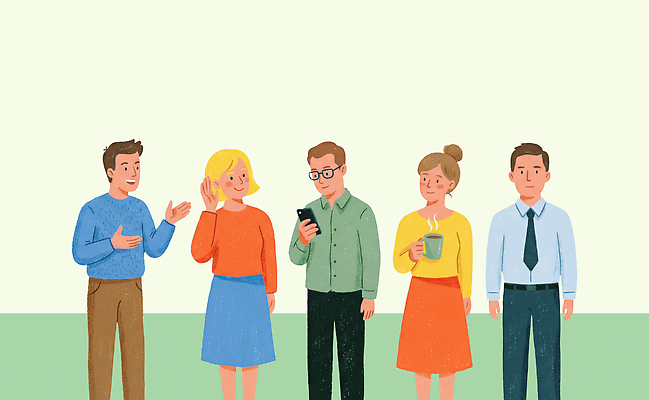 PSD 여자 남자 음료 일러스트 표정 이야기 대화 정장 손짓 여러명 캐주얼 여름 스마트폰 공간 모임 인사 소통 친목 관심 오후 국내일러스트 옷 계절 다수 컨셉 모션 말하기 사람 핸드폰 스마트기기 예절 파일형식