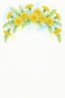 JPG 식물 디자인 꽃 예술 꽃다발 하늘색 백그라운드 잎 일러스트 자연 수채화 프레임 장식 봄 민들레 그림 부드러움 만개 국내일러스트 AI일러스트 AI콘텐츠 계절 파란색 감각 생태계 파일형식
