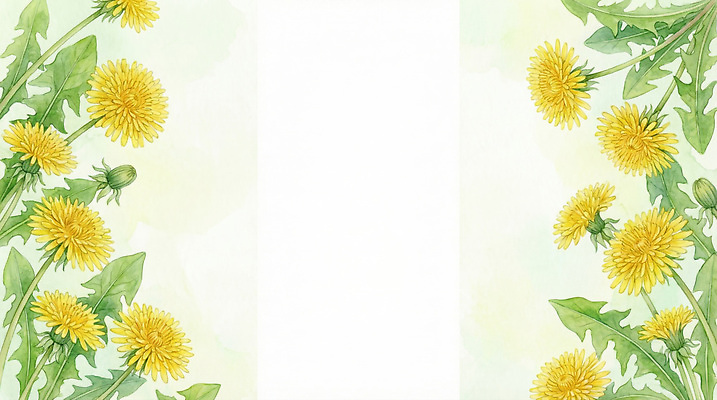 JPG 식물 디자인 꽃 화초 예술 백그라운드 일러스트 자연 수채화 프레임 잔디 초원 장식 여름 노란색 정원 봄 민들레 테마 국내일러스트 AI일러스트 AI콘텐츠 계절 컬러 생태계 파일형식
