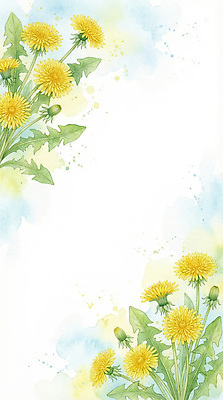 JPG 식물 디자인 꽃 컬러 백그라운드 잎 일러스트 자연 생명 수채화 프레임 장식 여름 민들레 그림 원예 뷰티풀 국내일러스트 AI일러스트 AI콘텐츠 계절 취미 생태계 파일형식