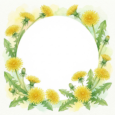 JPG 식물 디자인 계절 꽃 백그라운드 꽃무늬 일러스트 자연 수채화 프레임 장식 여름 봄 원형 민들레 그림 원예 식물원 화사함 조화 국내일러스트 AI일러스트 AI콘텐츠 도형 컨셉 무늬 취미 생태계 파일형식