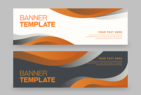 템플릿 디자인 배너 배너템플릿 가로배너 백그라운드 곡선 그래픽 세트 검은색 주황색 회색 현수막 알림 레이아웃 마케팅 웹디자인 콘텐츠 AI파일 선 컬러 가로 파일형식 벡터