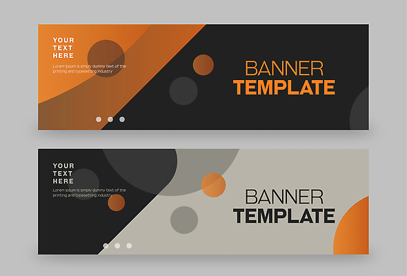 도형 템플릿 디자인 배너 배너템플릿 가로배너 컬러 그래픽 세트 검은색 주황색 회색 흰색 현수막 배열 비율 구역 조합 AI파일 가로 파일형식 벡터