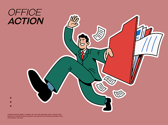 손 남자 종이 일러스트 모션 직장 사람 정장 빨간색 사무실 자료 업무 작업 비즈니스맨 준비 출발 파일 바쁨 관리자 국내일러스트 AI파일 옷 컬러 컨셉 회사 비즈니스 신체부위 직장인 파일형식 벡터