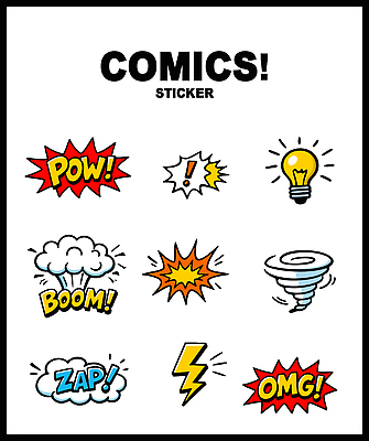 디자인 감정 컬러 스티커 일러스트 전구 그래픽 소리 번개 폭발 만화 즐거움 오브젝트 팝아트 창의성 효과 국내일러스트 AI파일 날씨 그림 파일형식 벡터