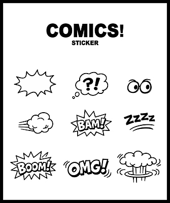 디자인 감정 예술 말풍선 스티커 생각 일러스트 모션 그래픽 소리 놀람 표현 폭발 만화 즐거움 오브젝트 효과 국내일러스트 AI파일 표정 파일형식 벡터